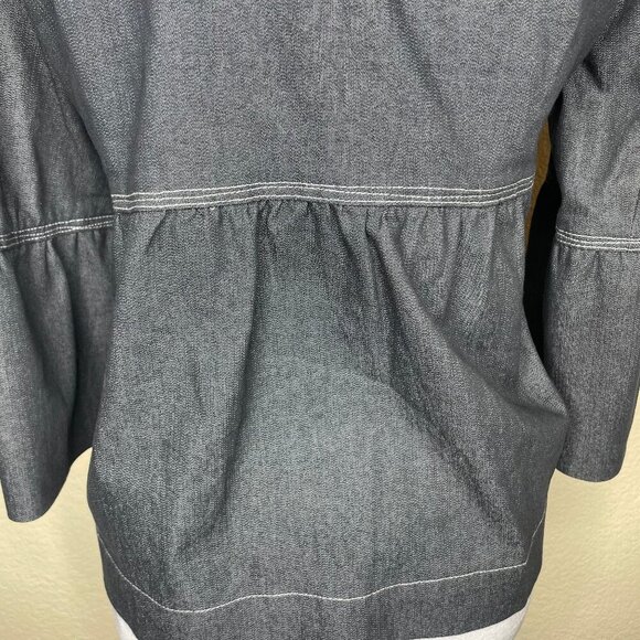 Robert Louis Cotton Stretch Dark Denim 3/4 Sleeve Button Flared Jacket Sz Med - Picture 4 of 7